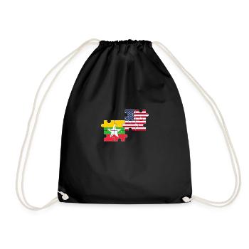 Myanmar USA Flag American Myanmare - Drawstring Bag - black - Front