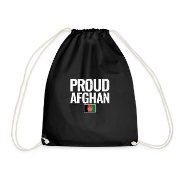 Proud Afghan Afghanistan Vintage Flag - Drawstring Bag - black - Front