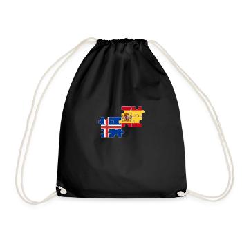 Iceland Spain Flag Spanish Icelandic - Drawstring Bag - black - Front