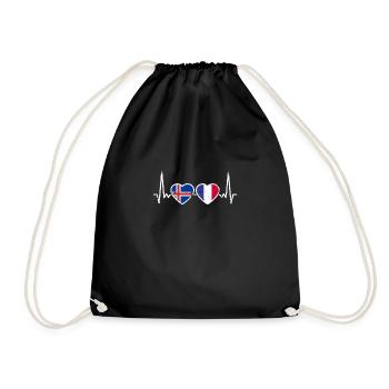 Islande France Vintage Heartbeat Flag - Sac de sport léger - noir - Devant
