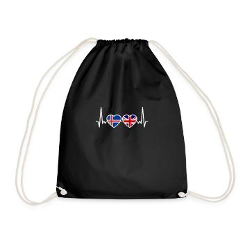 Islande Royaume-Uni Heartbeat Flag Islandais britannique - Sac de sport léger - noir - Devant