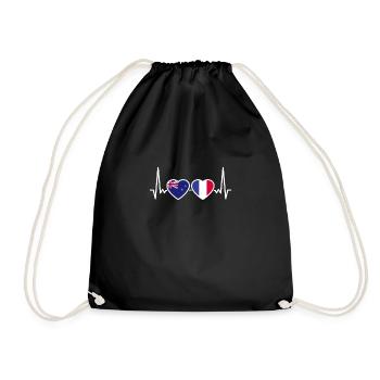 Nouvelle-Zélande France Heartbeat Flag - Sac de sport léger - noir - Devant
