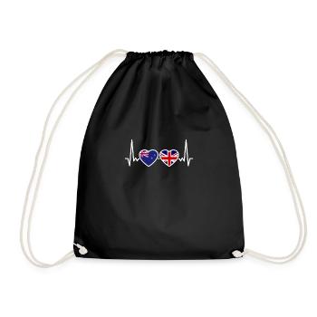 Nouvelle-Zélande Royaume-Uni Heartbeat Flag Nouvelle-Zélande - Sac de sport léger - noir - Devant