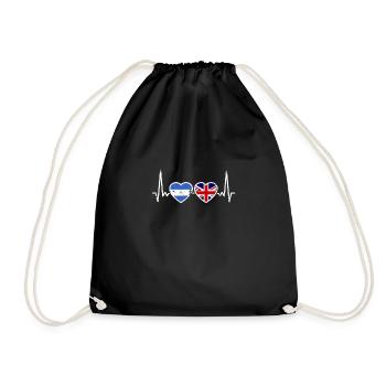 Nicaragua UK Vintage Heartbeat Flag - Drawstring Bag - black - Front