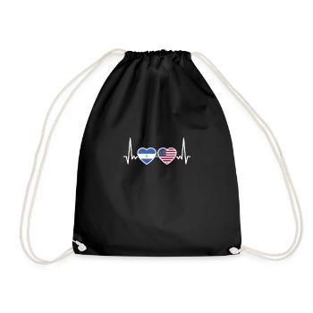 Nicaragua USA Heartbeat Flag Nicaraguan - Drawstring Bag - black - Front