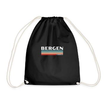 Bergen Norway Retro Norwegen Norwegisch Norweger - Turnbeutel - Schwarz - Vorne
