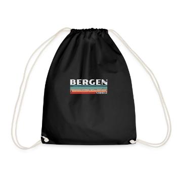 Bergen Norway Retro Vintage Norwegen Norwegisch - Turnbeutel - Schwarz - Vorne