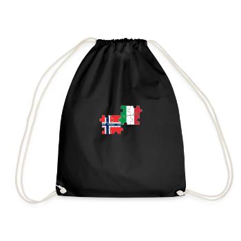 Norway Italy Flag Italian Norwegian - Drawstring Bag - black - Front