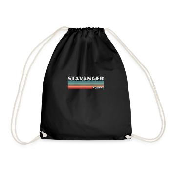 Stavanger, Norway, Retro, Norway, Norwegian - Drawstring Bag - black - Front