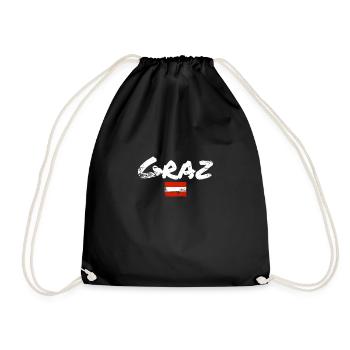 Graz Austria Vintage Austrian Flag - Drawstring Bag - black - Front