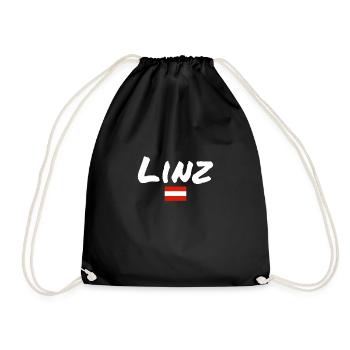 Linz, Austria, Flag, Austria, Austria - Drawstring Bag - black - Front
