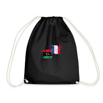 Libya France Vintage Flag Libyan - Drawstring Bag - black - Front