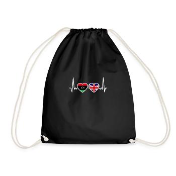 Libya UK Heartbeat Flag British Libyan - Drawstring Bag - black - Front