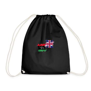 Libya UK Vintage Flag British Libyan - Drawstring Bag - black - Front
