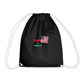 Libya USA Vintage Flag American Libyan - Drawstring Bag - black - Front
