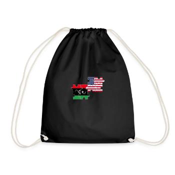Libya, U.S., flag, American, Libyan - Drawstring Bag - black - Front