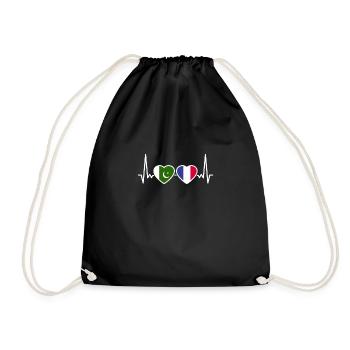 Pakistan France Heartbeat Flag Pakistani - Drawstring Bag - black - Front