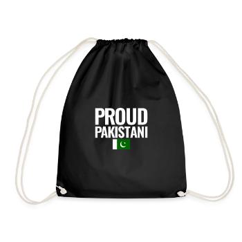 Proud Pakistani Pakistan Pakistani Flag - Drawstring Bag - black - Front