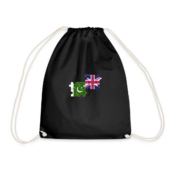 Pakistan UK Flag British Pakistani - Drawstring Bag - black - Front