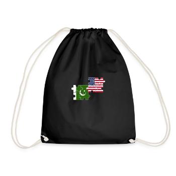 Pakistan USA Flag American Pakistani - Drawstring Bag - black - Front