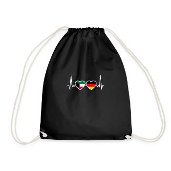Kuwait Deutschland Herzschlag Flagge Kuwaiter - Turnbeutel - Schwarz - Vorne