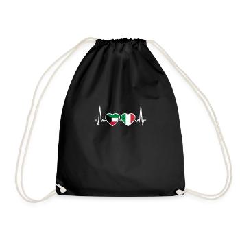 Kuwait Italien Vintage Herzschlag Flagge Kuwaiter - Turnbeutel - Schwarz - Vorne