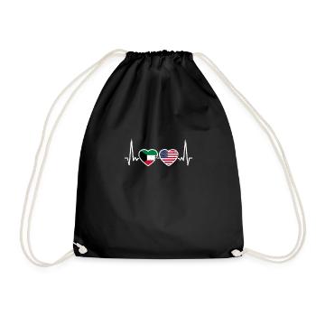 Koweït USA Vintage Heartbeat drapeau koweïtien - Sac de sport léger - noir - Devant