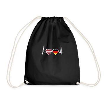 Latvia Germany Heartbeat Flag Latvian - Drawstring Bag - black - Front