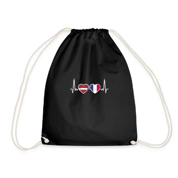 Lettonie France Vintage Heartbeat drapeau - Sac de sport léger - noir - Devant