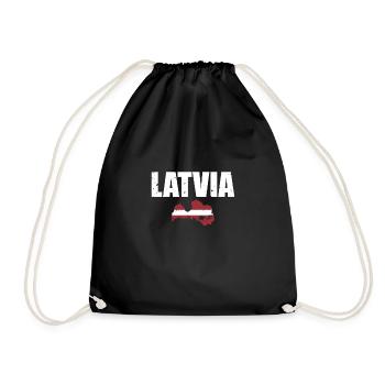 Latvia Vintage Latvia Map Latvian Flag - Drawstring Bag - black - Front