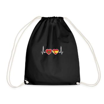 Maroc Espagne Vintage Heartbeat drapeau - Sac de sport léger - noir - Devant