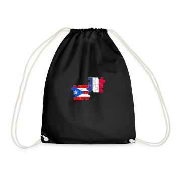 Puerto Rico France Flag Puerto Rican - Drawstring Bag - black - Front