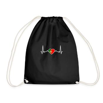 Portugal Heartbeat Drapeau portugais - Sac de sport léger - noir - Devant