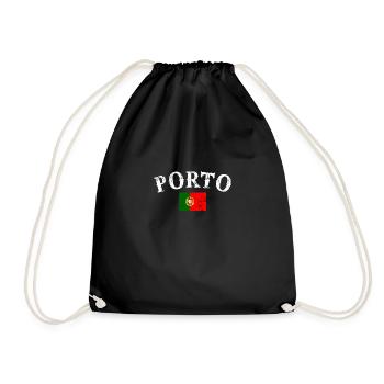 Porto Portugal Vintage drapeau portugais - Sac de sport léger - noir - Devant
