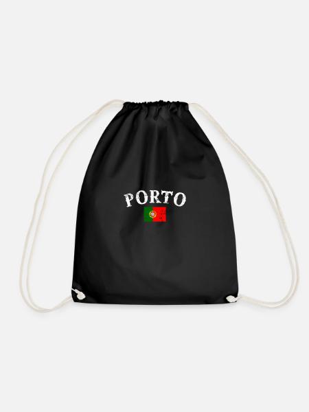 Porto Portugal Vintage Portugiesische Flagge - Turnbeutel - Schwarz