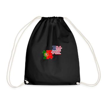 Portugal USA Flagge Amerikaner Portugiese - Turnbeutel - Schwarz - Vorne