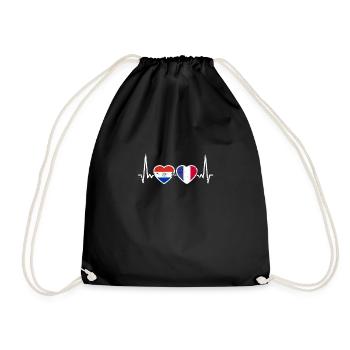 Paraguay France Vintage Heartbeat drapeau - Sac de sport léger - noir - Devant