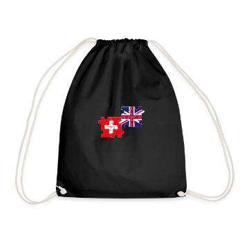 Switzerland UK Flag British Swiss - Drawstring Bag - black - Front