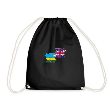 Ruanda UK Flagge Britisch Ruandisch - Turnbeutel - Schwarz - Vorne