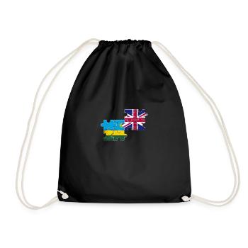 Ruanda UK Vintage Flagge Britisch Ruandisch - Turnbeutel - Schwarz - Vorne