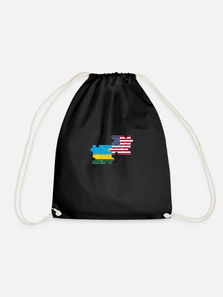 Rwanda USA Flagge Amerikanisch Ruandisch - Turnbeutel - Schwarz