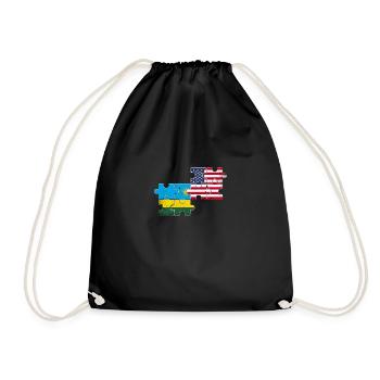 Rwanda USA Vintage Flagge Amerikanisch Ruandisch - Turnbeutel - Schwarz - Vorne