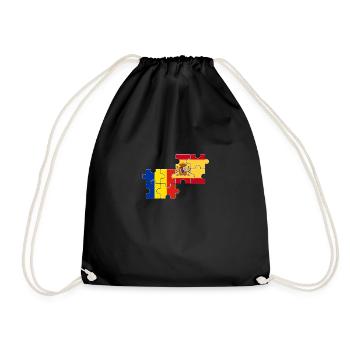 Romania Spain Flag Spanish Romanian - Drawstring Bag - black - Front