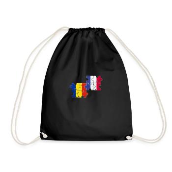 Romania France Vintage Flag French Romanian - Drawstring Bag - black - Front