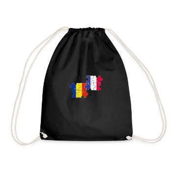 Romania France Flag French Romanian - Drawstring Bag - black - Front