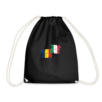 Romania Italy Flag Italian Romanian - Drawstring Bag - black - Front
