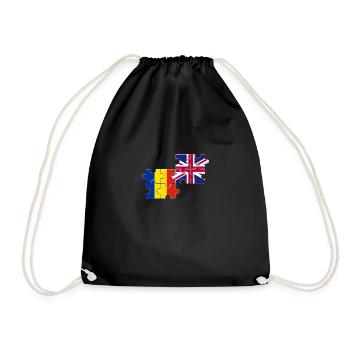 Romania UK Flag British Romanian - Drawstring Bag - black - Front