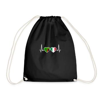 Zambia Italy Vintage Heartbeat Flag Zambian - Drawstring Bag - black - Front