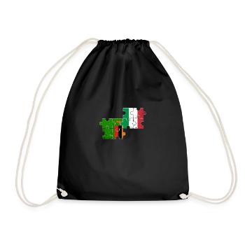 Zambia Italy Vintage Flag Italian Zambian - Drawstring Bag - black - Front