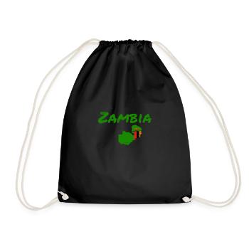 Zambia Vintage Map Zambia Zambian Flag - Drawstring Bag - black - Front
